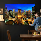 Chicago Wall Art Canvas Print - Chicago City Downtown Night Cityscape
