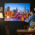 Chicago Wall Art Canvas Print, Chicago City Downtown Night Cityscape