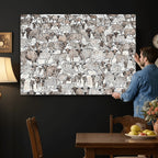 Abstract Texas Cow Wall Art Canvas Print, Farm Longhorn Art for Cabin Decor