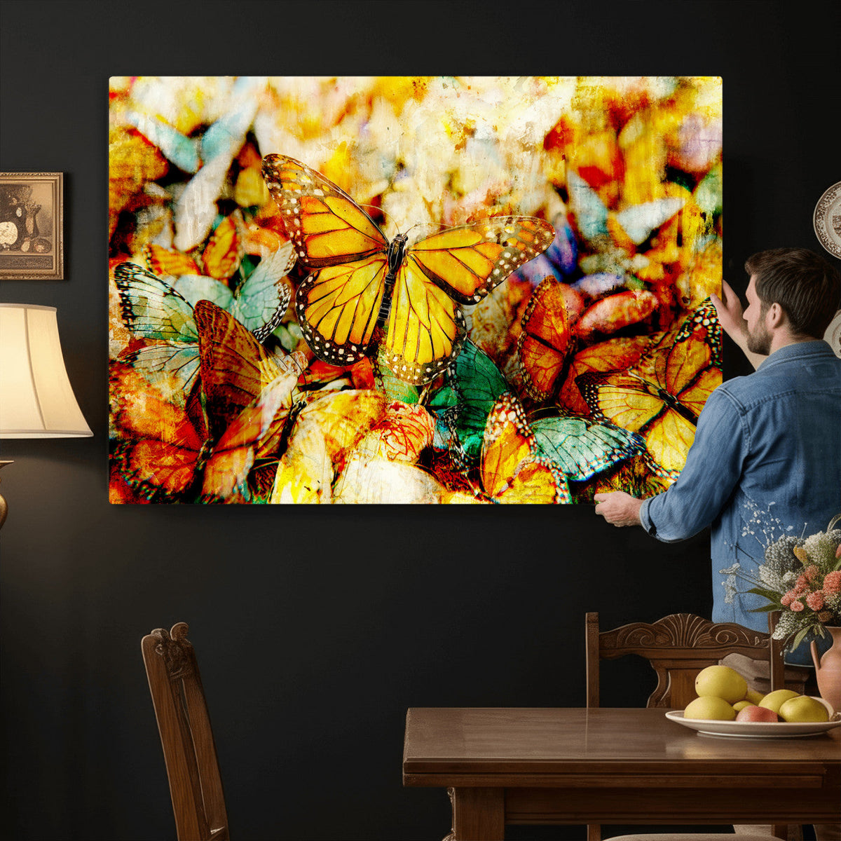 Butterfly Wall Art Canvas Print | Colorful Abstract Nature Artwork