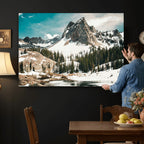 Snowy Mountain Wall Art Canvas Print, Alpine Pine Forest