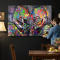 Graffiti Football Helmets Wall Art Canvas Print, Urban Street Art