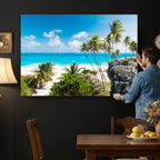 Tropical Beach Wall Art Canvas Print, Palm Tree Ocean Landscape Photography