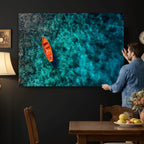 Turquoise Ocean Boat Wall Art Canvas Print