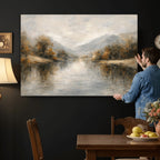Neutral Abstract River Landscape Wall Art Canvas Print