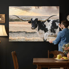 Texas Longhorn Bull Rustic Wall Art Canvas Print