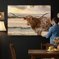 Texas Longhorn Wall Art Canvas Print, Western Ranch Bull Photography