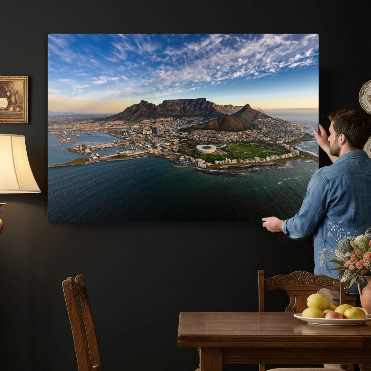Cape Town Wall Art Canvas Print | Table Mountain Coastal Skyline Panorama