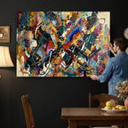Geometric Abstract Wall Art Canvas Print, Orange Blue