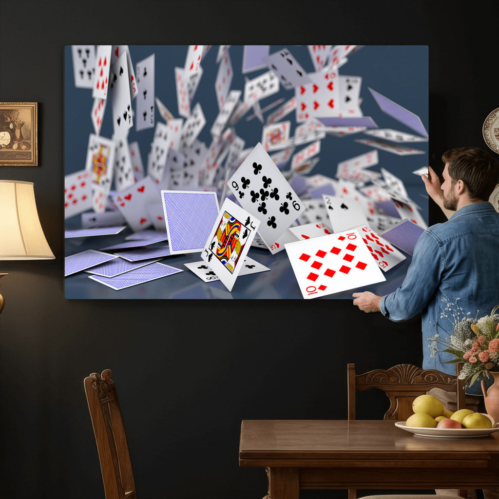 Playing Cards Canvas Wall Art | Casino Game Room Decor