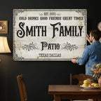 Custom Family Patio Sign Canvas, Personalized Rustic Backyard Decor