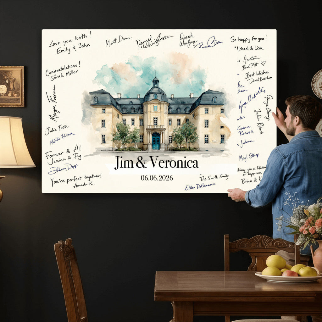 Wedding Venue Guest Book Canvas, Personalized Venue Drawing Sign