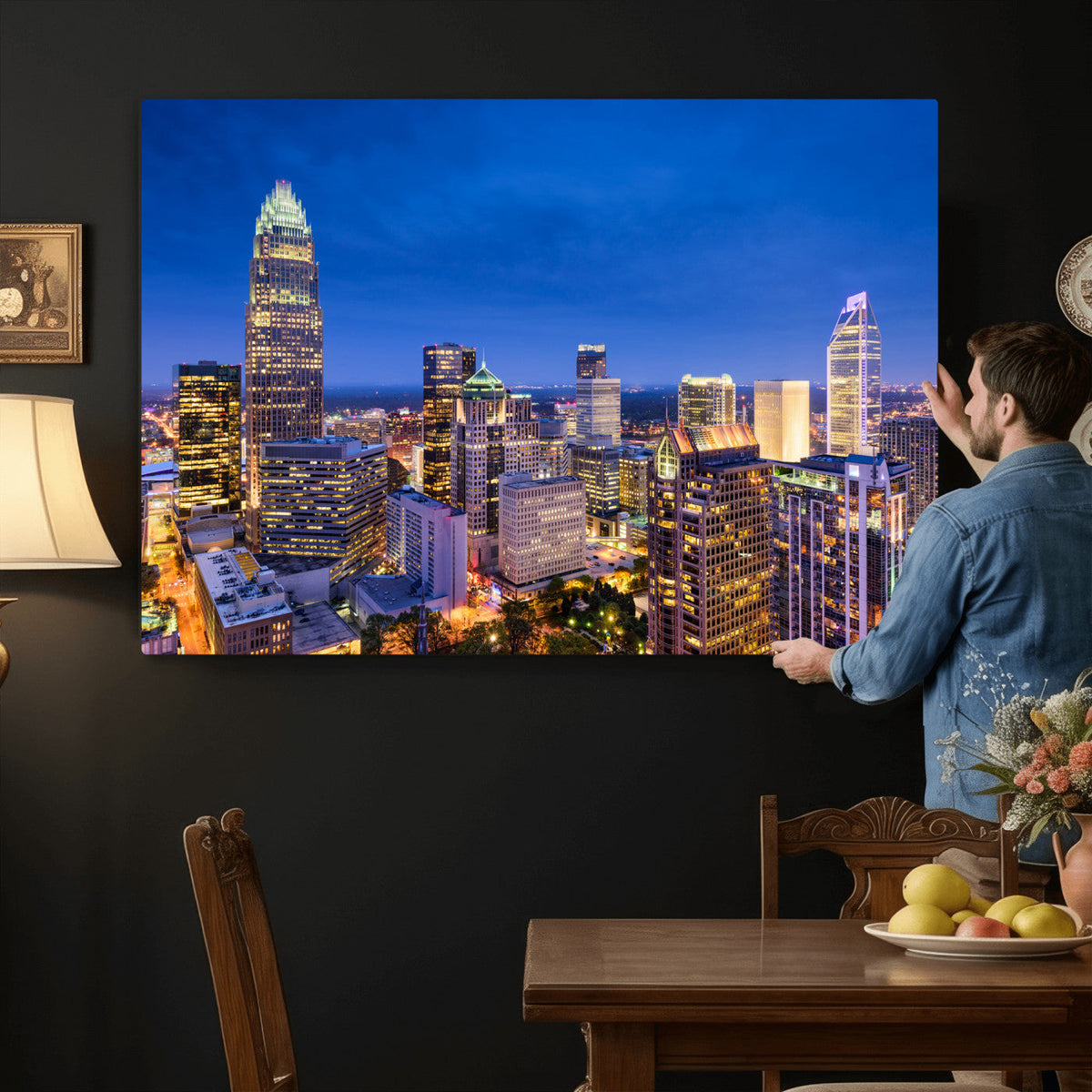 Charlotte Skyline Canvas Wall Art Print | North Carolina Cityscape