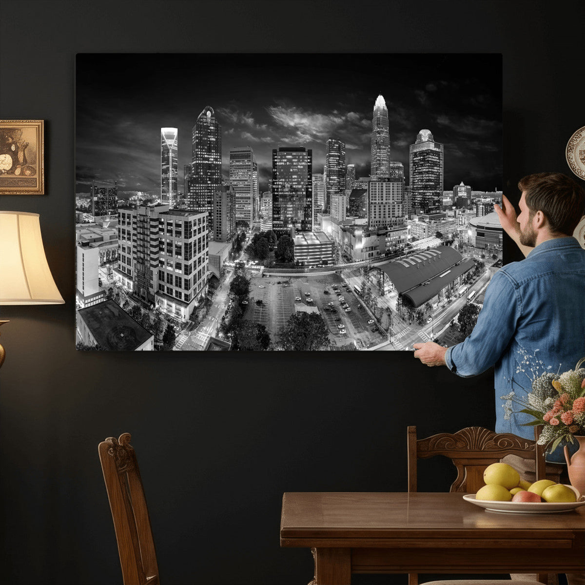 Charlotte Skyline Canvas Wall Art Print | North Carolina Cityscape