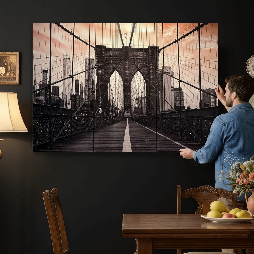 Brooklyn Bridge Canvas Wall Art, New York City Skyline Photography