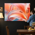 Peach Lily Canvas Wall Art, Coral Pink Flower Macro Photo Print, Botanical Decor