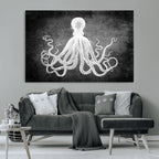 Black White Octopus Wall Art Canvas Print