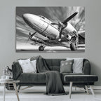 Vintage Airplane on Runway Canvas Print