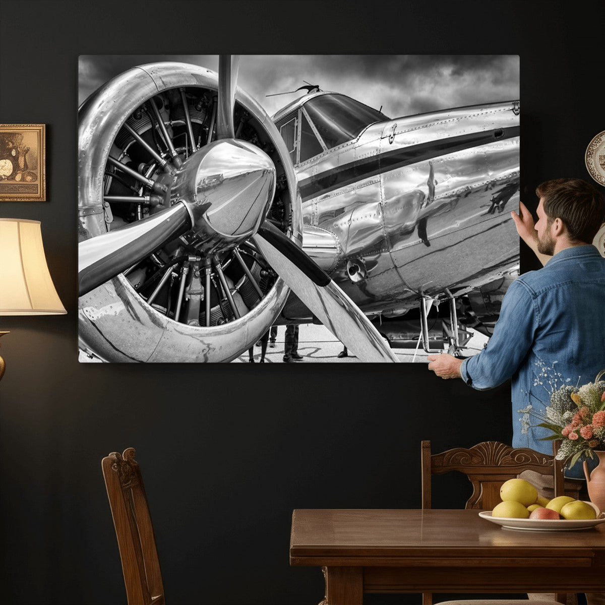 Vintage Antique Airplane Wall Art Canvas Print