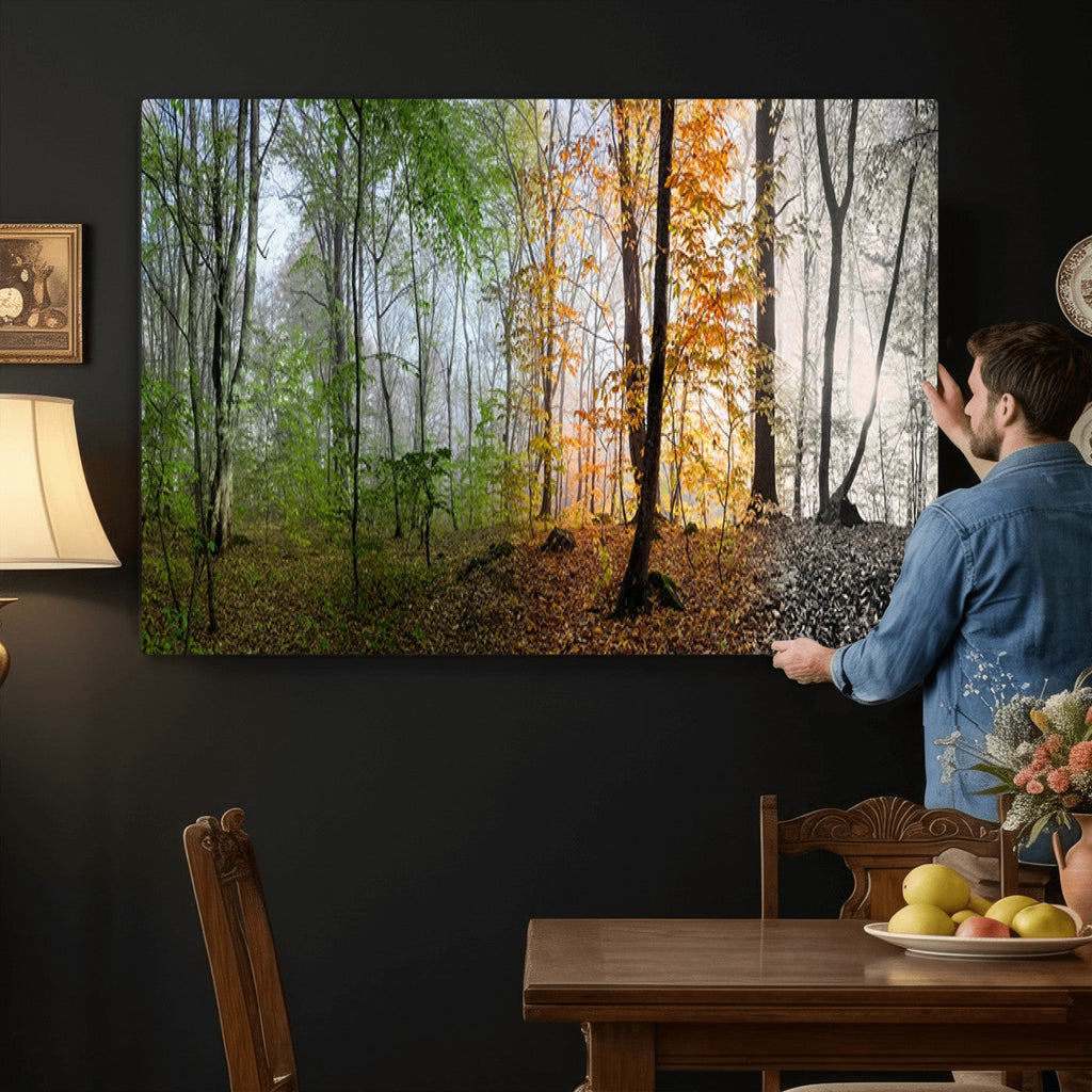 Four Seasons Wall Art Forest Canvas Print | Triptych Seasonal Nature Print
