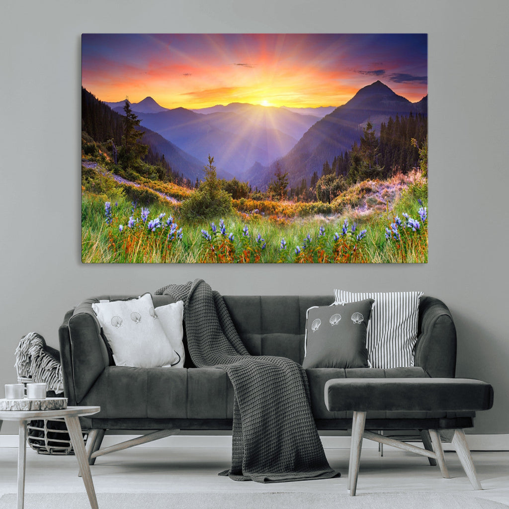 Mountain and Spring Wall Art Canvas Print