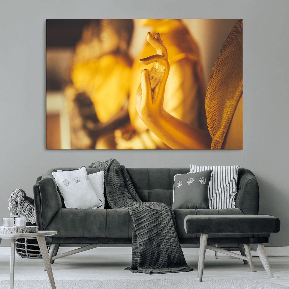 Gold Buddha Statue Hands Wall Art Canvas Print