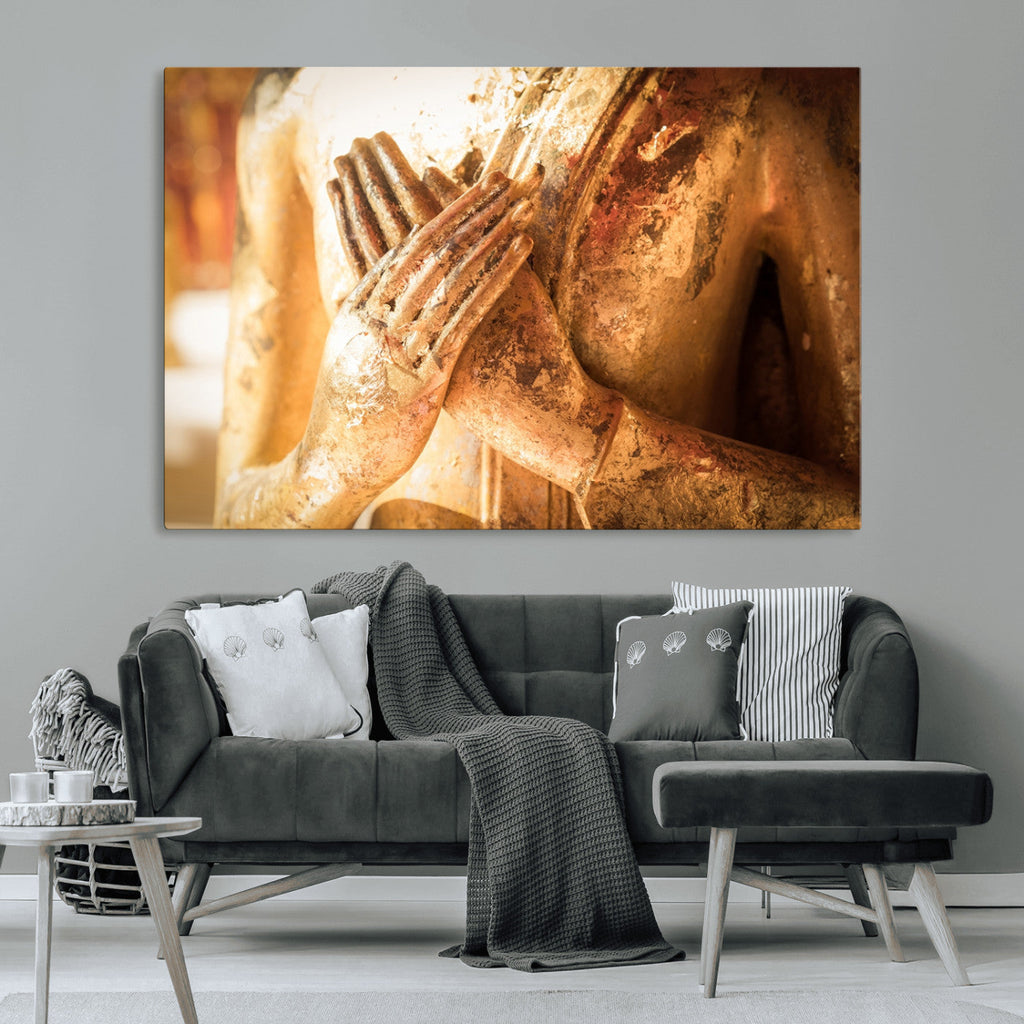 Buddha Statue Hands Wall Art Canvas Print