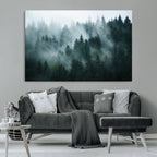 Misty Forest Wall Art | Serene Green Landscape Canvas Print