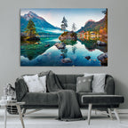 Crystal Clear Lake Wall Art | Mountains Wall Art Canvas | 3 Panel Landscape
