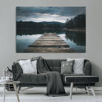 Wooden Bridge Near Lake Wall Art Canvas Print