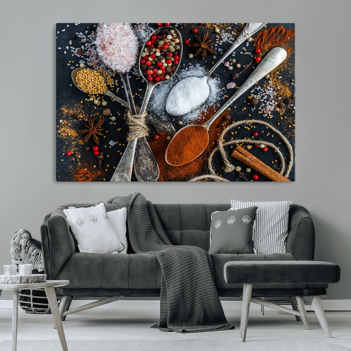Spices and Seasonings Canvas Wall Art | Colorful Triptych Kitchen Decor