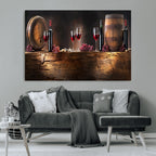 Wine and Barrels Wall Art Canvas Print