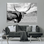 Longhorn Wall Art Canvas Print, Framed Ranch Wall Art Canvas Print