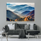 Mountains Forest Autumn Wall Art Canvas Print