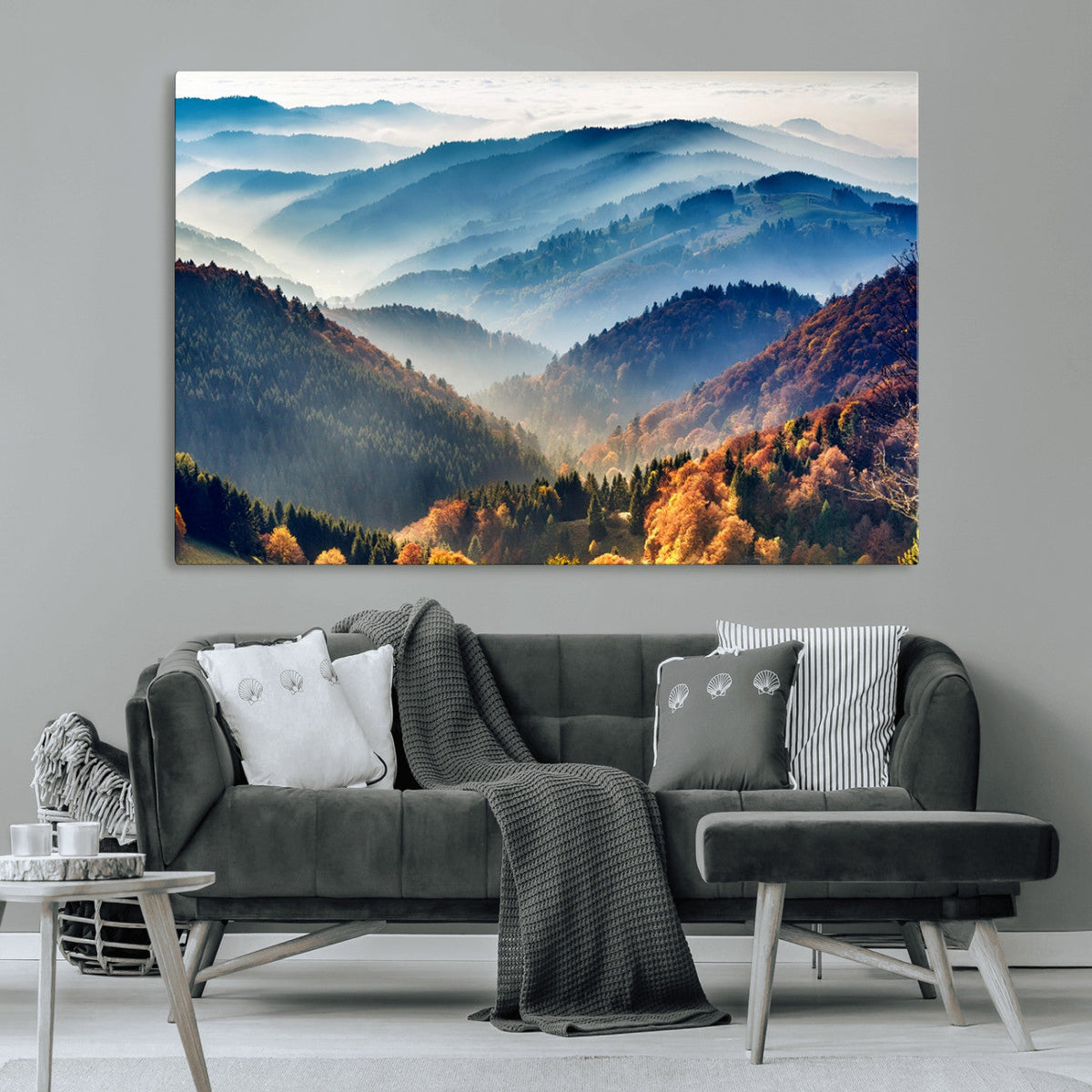 Mountains Forest Autumn Wall Art Canvas Print