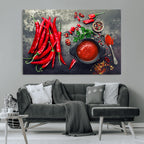 Red Chili Peppers Wall Art Kitchen Artwork Canvas Print