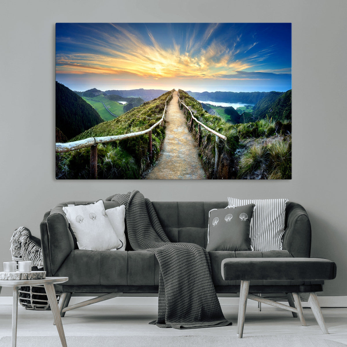 Mountain and Sunset Wall Art Canvas Print