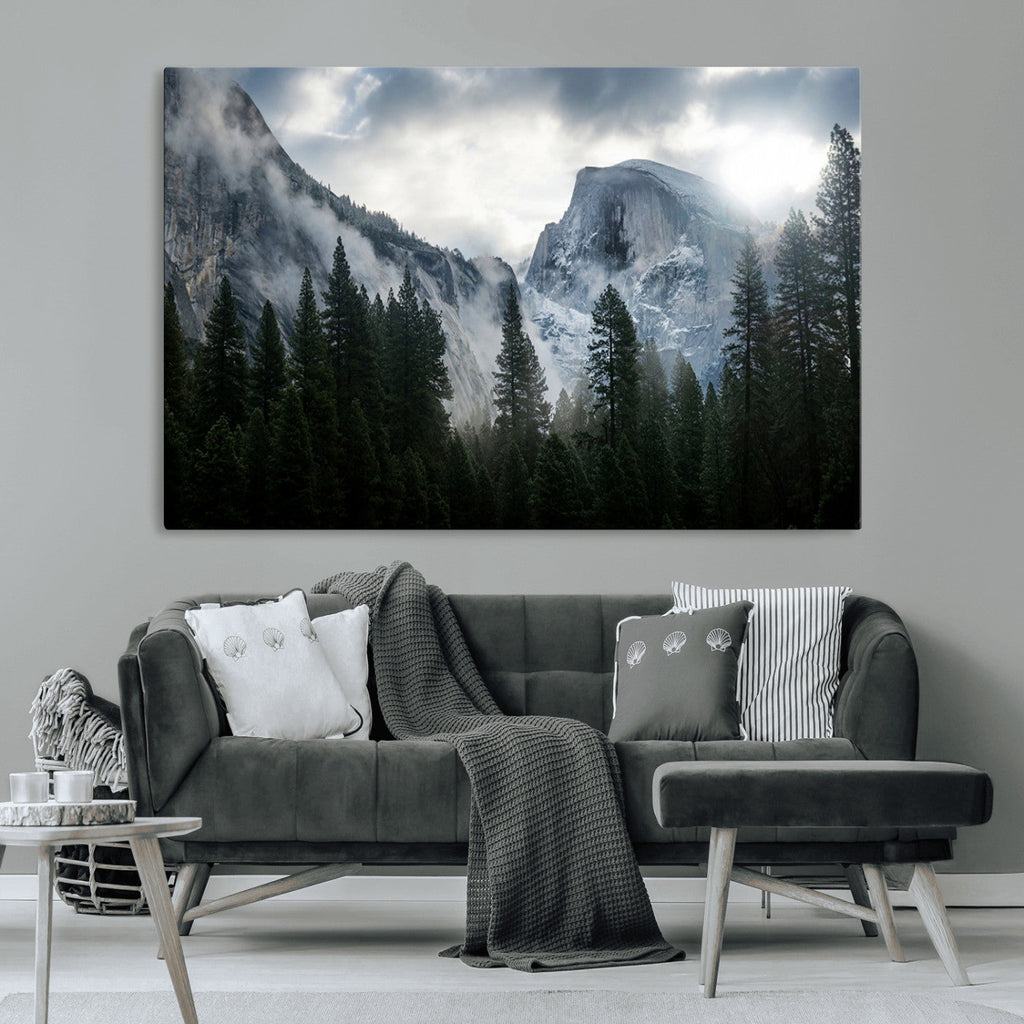 Wall Art Foggy Forest Landscape Canvas Print