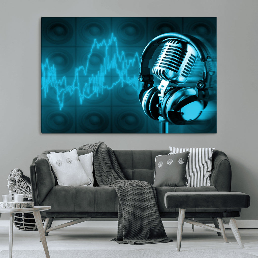 Music and Microphone Wall Art Canvas Print