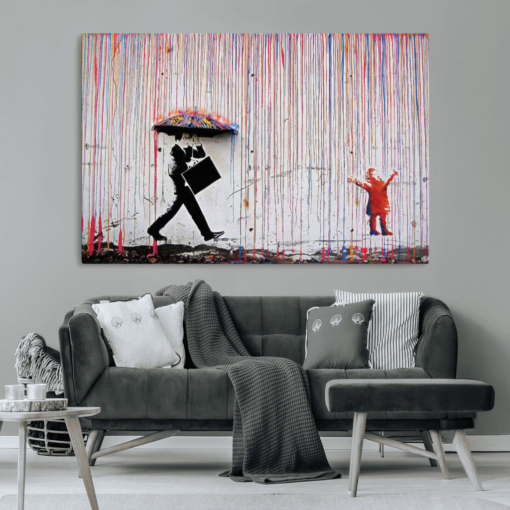 Banksy Wall Art Canvas Print | Framed Graffiti Street Art Picture