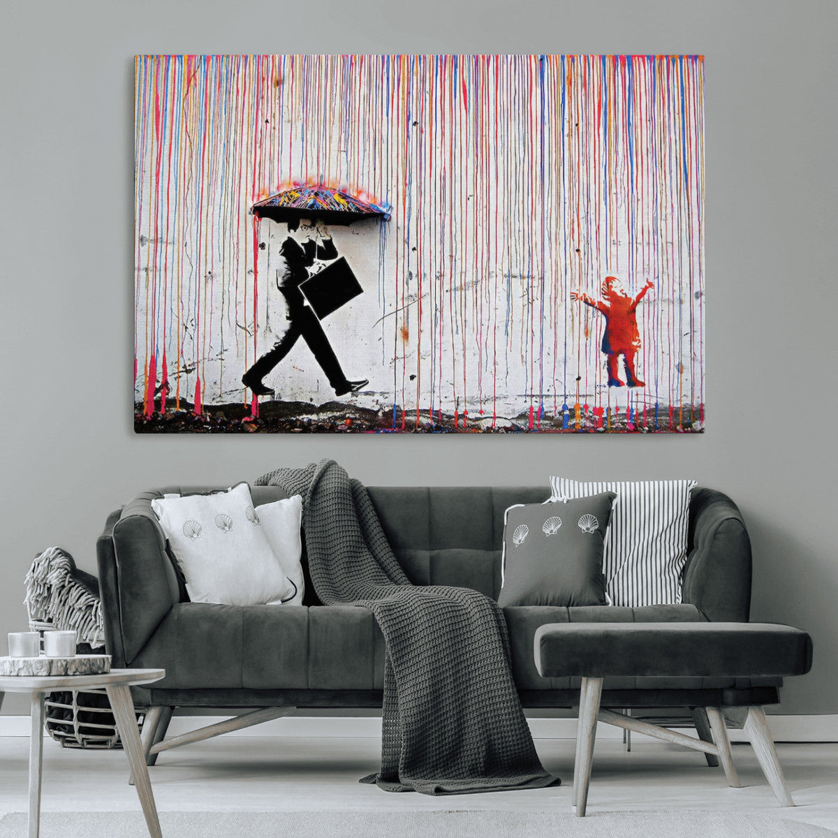 Banksy Wall Art Canvas Print | Framed Graffiti Street Art Picture