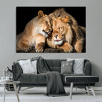 Lion and Lioness Wall Art Canvas Print | African Wildlife Animal Art