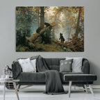 Baby Bears in Forest Wall Art Canvas Print