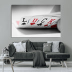 Framed Lucky Poker Cards Canvas | Modern Triptych Wall Art for Game Rooms