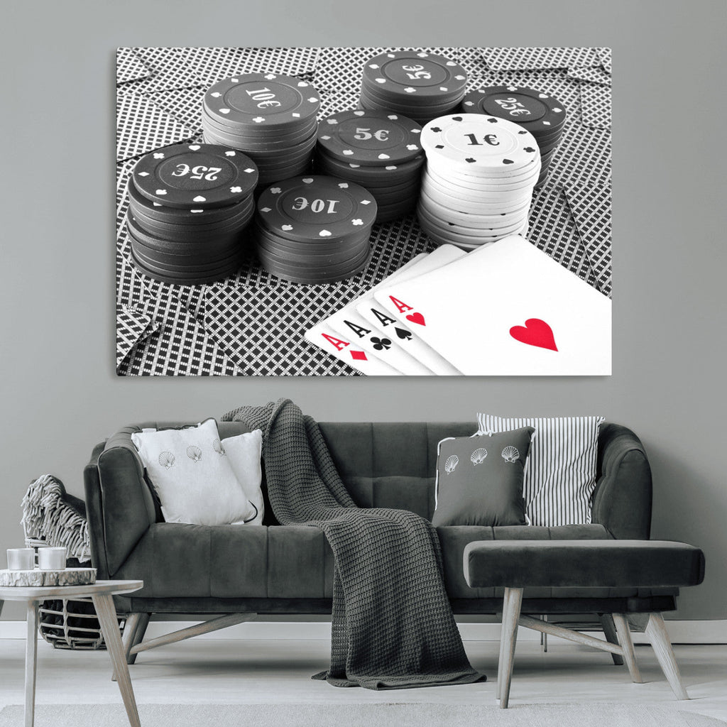 Poker Game Cards Wall Art Canvas, Multi Panel Wall Art