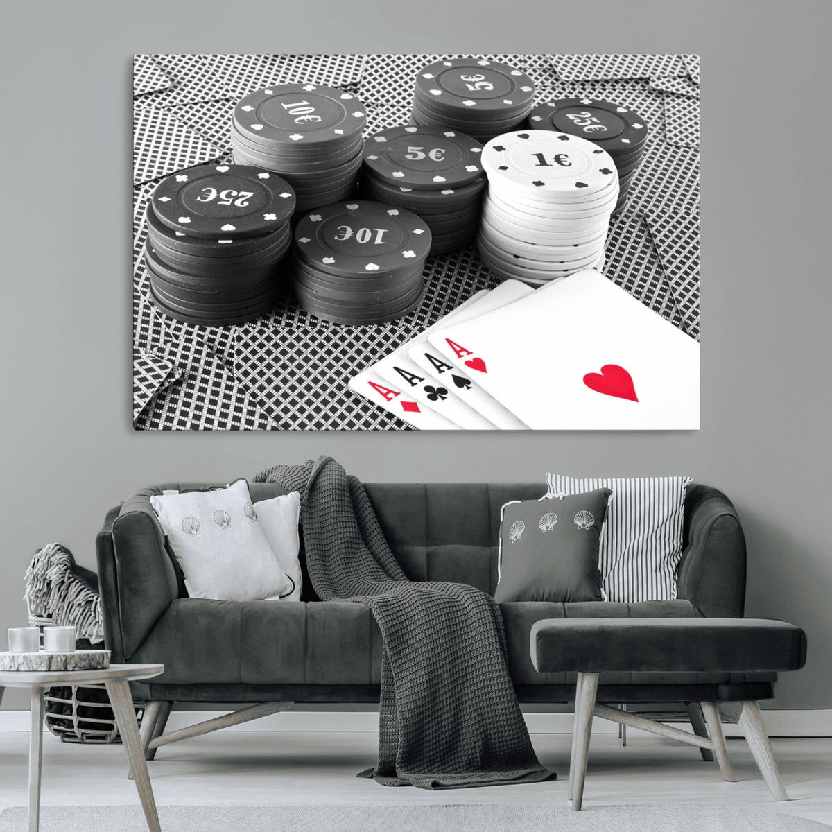 Poker Game Cards Wall Art Canvas, Multi Panel Wall Art