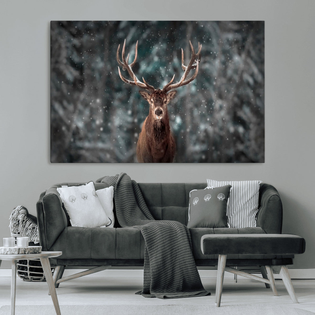 Wall Art Deer Art Animal Canvas, Framed Wall Art Deer Canvas