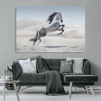 Prancing Horse Desert Large Wall Art Canvas Print, Majestic Horse Animal Artwork
