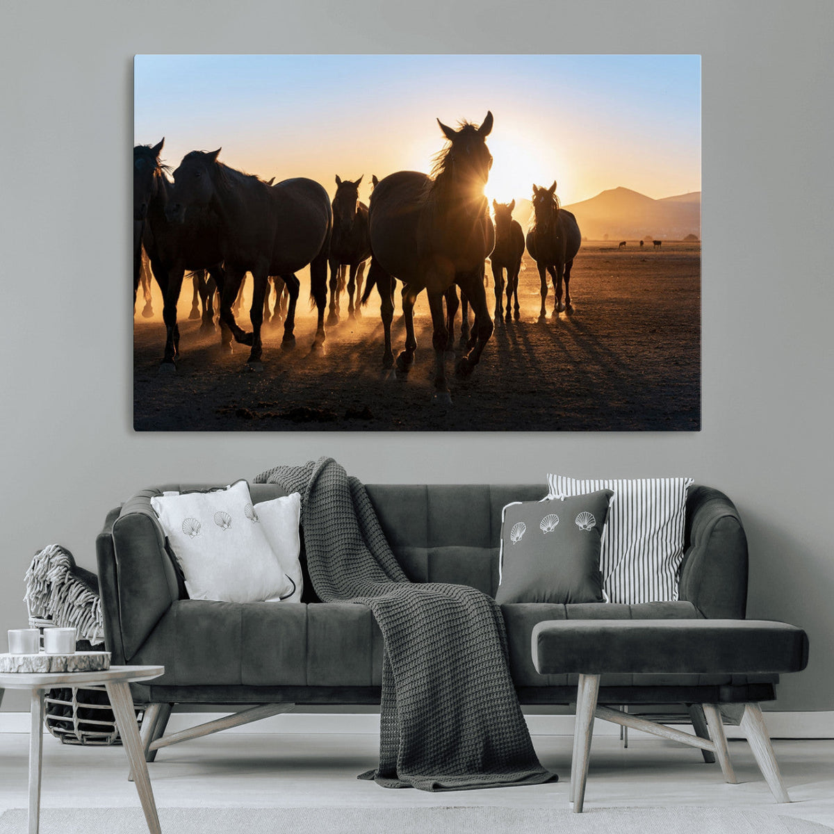 Horse Herd Wall Art Animal Canvas Print