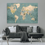 Classic World Map Canvas Print | Framed Vintage Map Wall Art